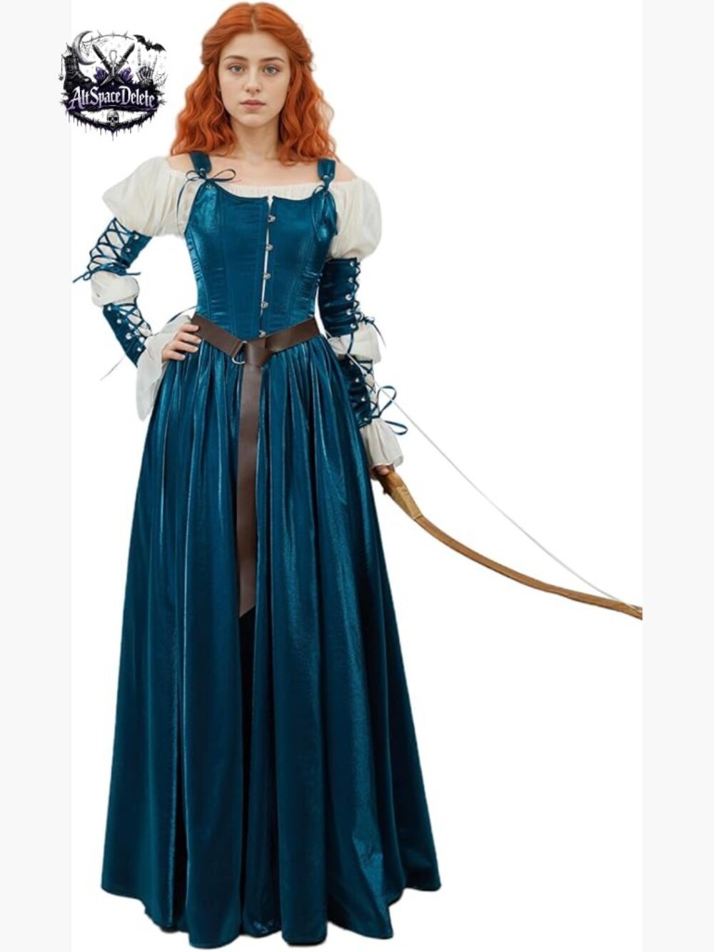 Medieval Renaissance Princess Costume Dress Satin Chiffon Lace-Up Corset